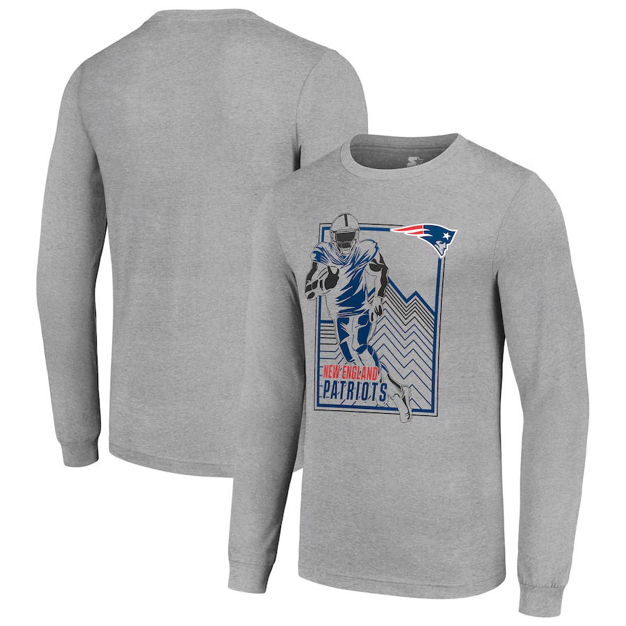 Men New England Patriots grey 2024 NFL Long sleeve T Shirts->nfl t-shirts->Sports Accessory